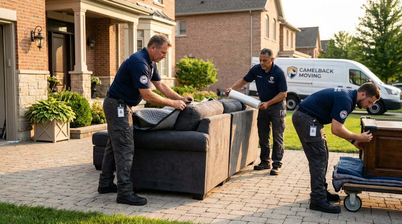 Large estate moving crew wrapping furniture in Thomasville, NC